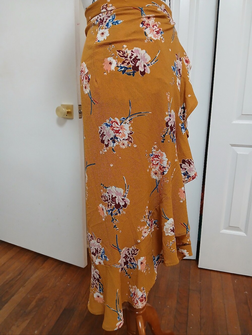iris Mustard Floral Ruffle Midi Skirt - Picture 6 of 10